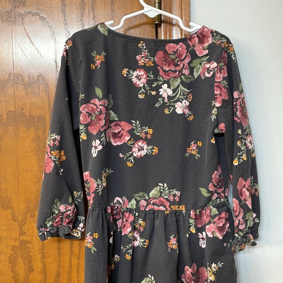 OSHKOSH UEC Girls Size 10 Gray Pink Floral 3/4 Sleeve V-neck casual dress - Picture 9 of 10